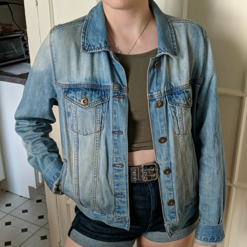 Denim jacket with back patch